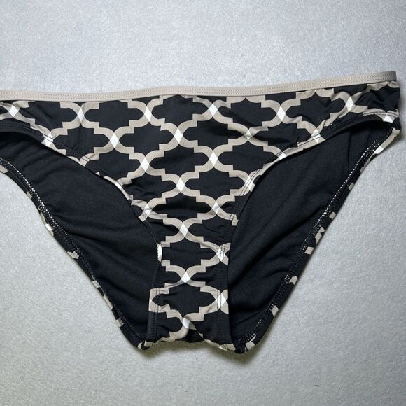 Cremieux Bikini Swim Bottoms Black Beige Geometric Print Women’s Medium - Picture 1 of 4